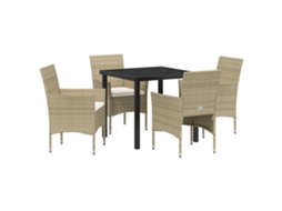 Conjunto 5 De Cadeiras De Jantar De Jardim Vidaxl Bege Rattan Polipropileno