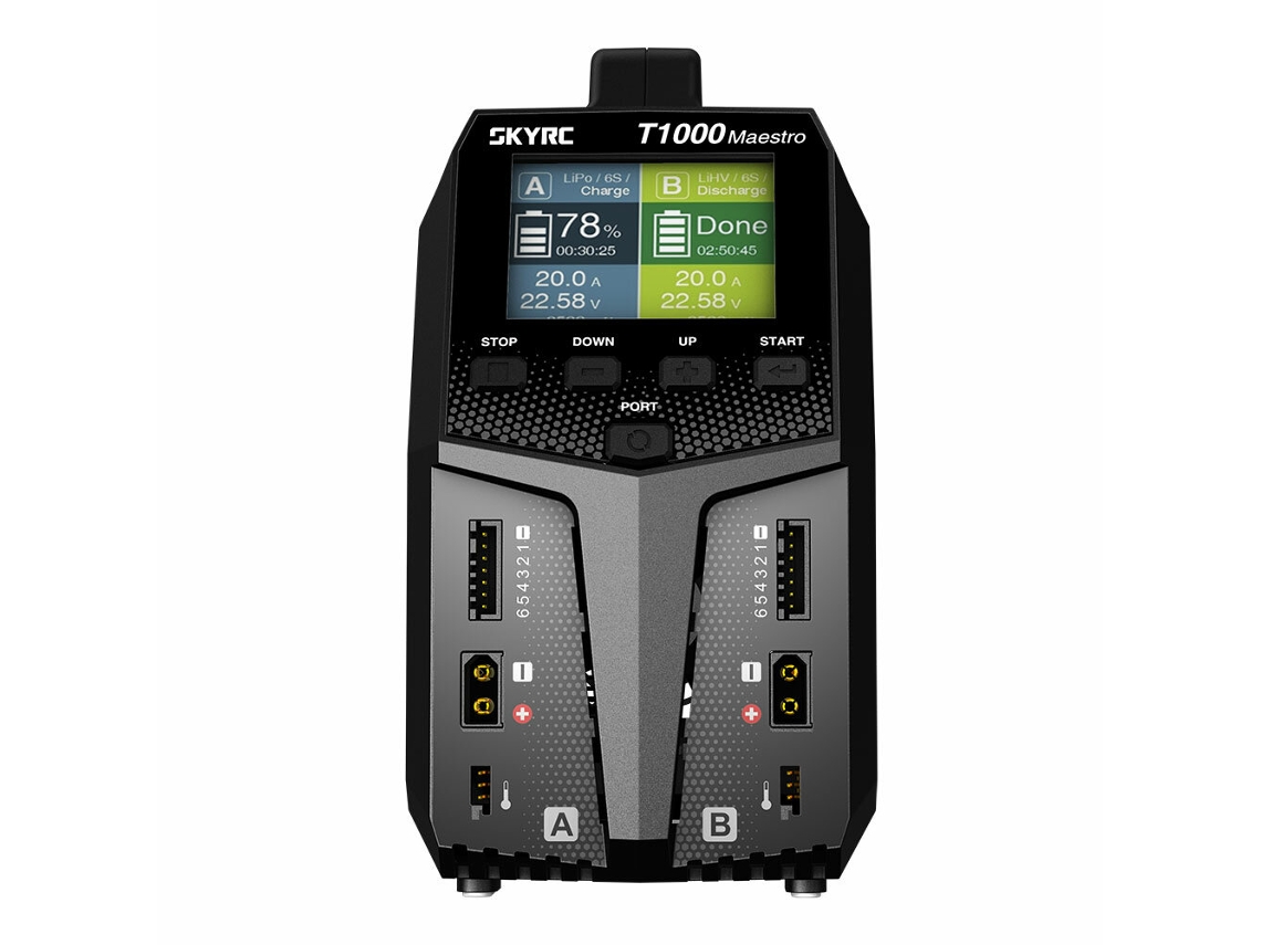 Carregador Skyrc T1000 450 W 20 A Maestro Acdc Dual Balance Lipo Para Bateria Lipo 1 6s