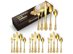 Conjunto De Talheres De Aço Inoxidável 20 Peças Dourado Yunzii
