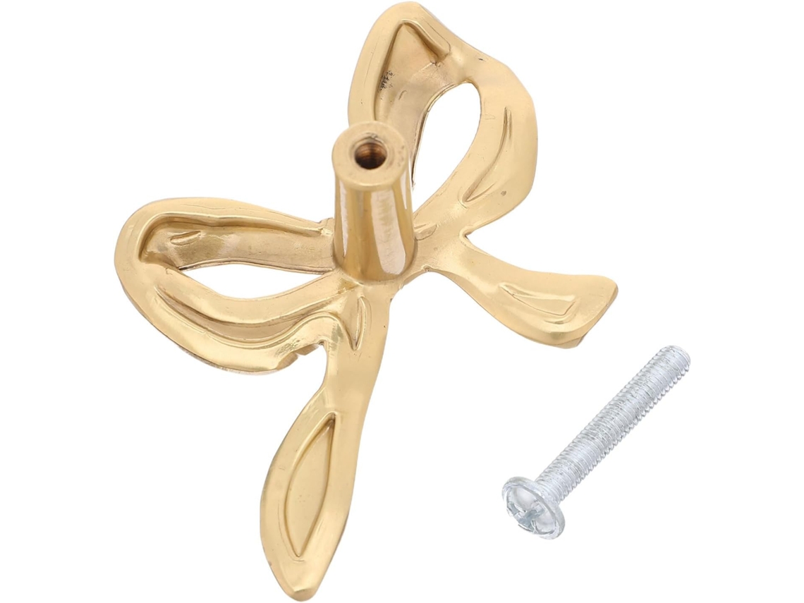 Puxador Dechous Para Armário, Fácil Instalação, Formato De Laço Em Latão Dourado Vintage E Design Delicado Para Gavetas