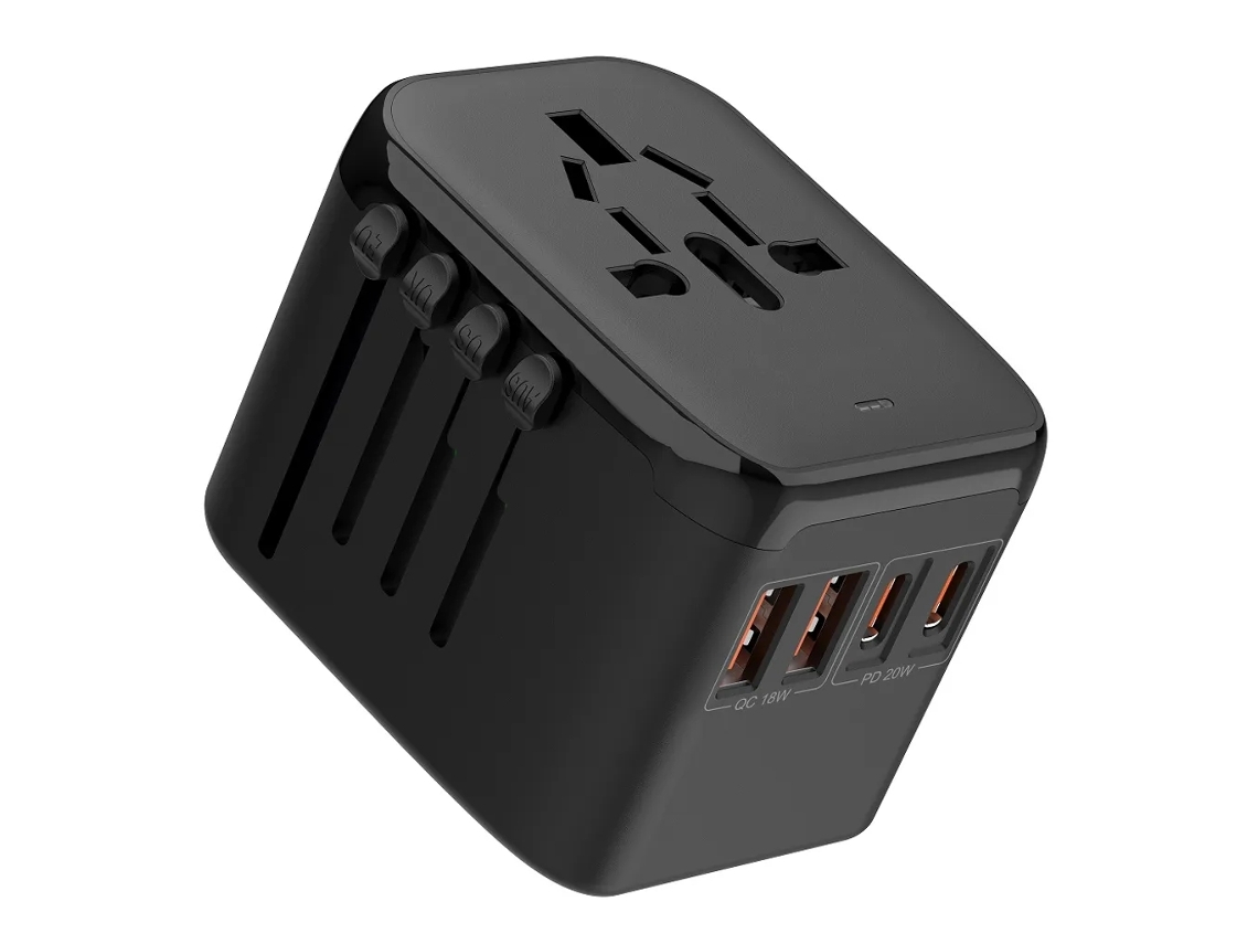 Adaptador De Viagem Universal Sign Com Portas Usb, 20 W, Preto