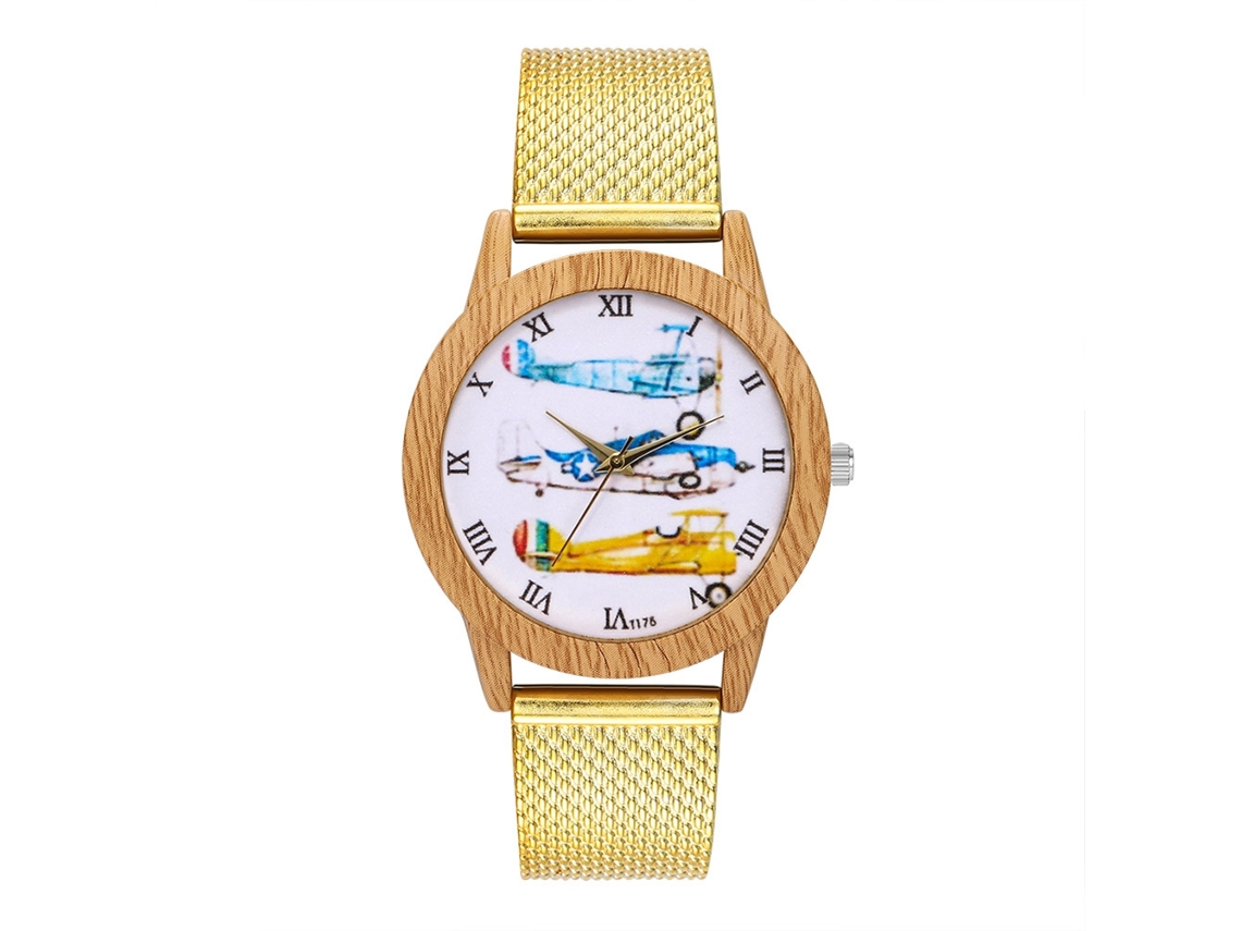 Pulseira de relógio vermelha macia e elegante para homens e mulheres, estilo coreano, dourada T175-f