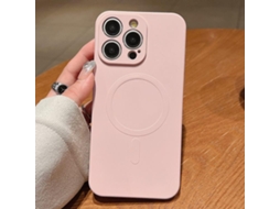Capa Magsafe Para Iphone 16 Pro Max - Silicone Líquido Com Cor Sólida | Magnética - Rosa