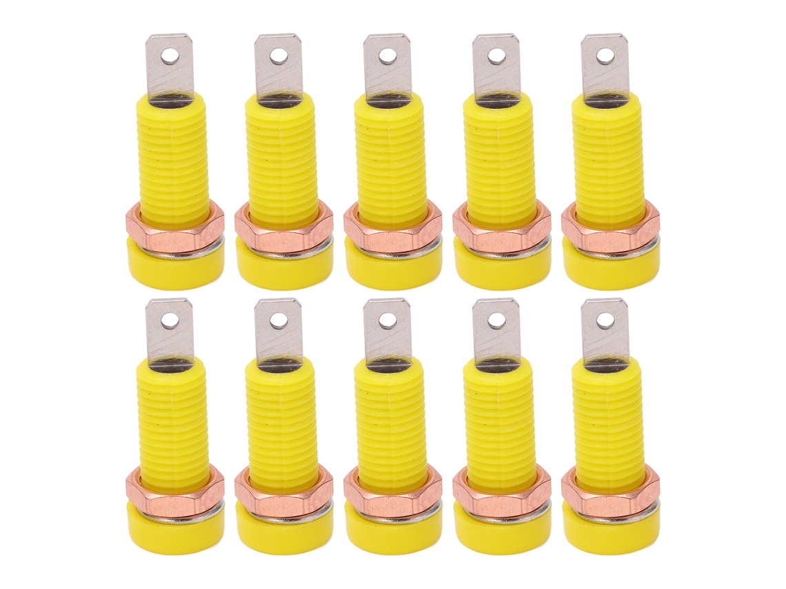 10 Peças Conector Painel De Banana Jack 4mm Para Instrumentos Eletrônicos Amarelo