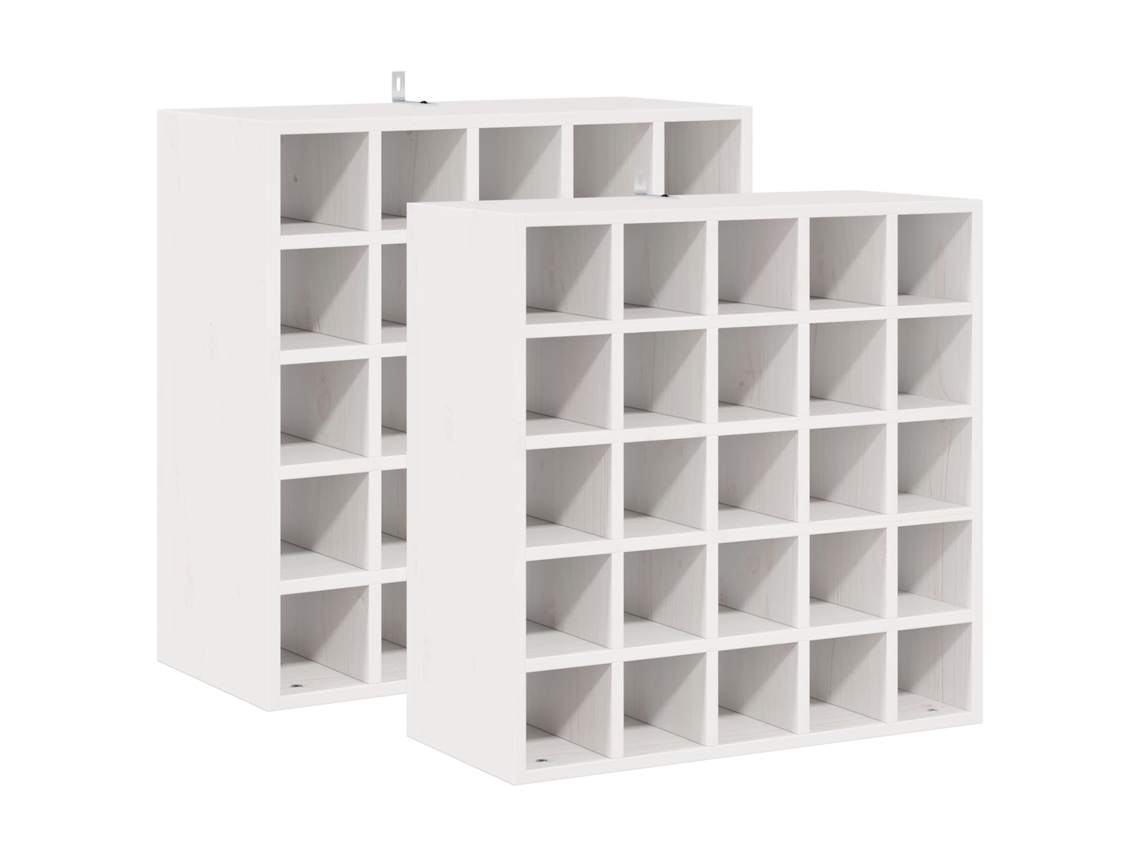 Conjunto 2 Escorredor De Vinho Vidaxl Branco Madeira De Pinho Maciça (56 X 25 X 56 Cm)