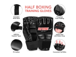 Luvas De Boxe Meia Mão De Couro Pu Para Treinamento Muay Thai Sparring Vermelho