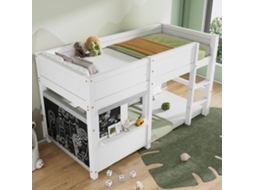 Cama Da Casa Cama De Brincadeiras Infantis Cama Beliche Com Duas Tábuas Resistente A Pichações Com Prateleira Pequena 90x200 Branco-op