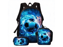 Mochila De Estudante Futebol - Conjunto 3 Peças Com Estojo E Lancheira Ideal Para Escola (estilo 20)