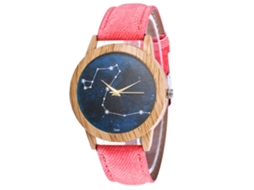 Relógio de Pulso de Quartzo com Pulseira de Lona Moderno Dial Redondo Simples (rosa)