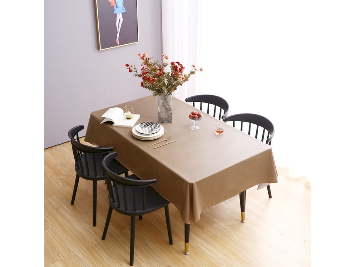 Mantel Retangular De Pvc Marrom, Impermeável E Resistente Ao Óleo, 60x104 Polegadas, Para Mesa De Jantar, Festas E Acampamento