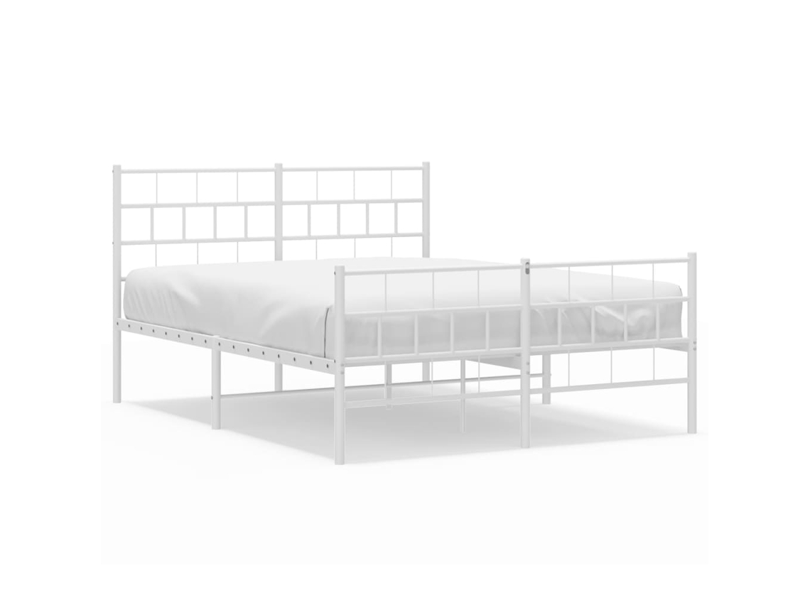 Metal Bed Frame, Metal Bed Frames Vidaxl Branco Aço (140 X 200 Cm)