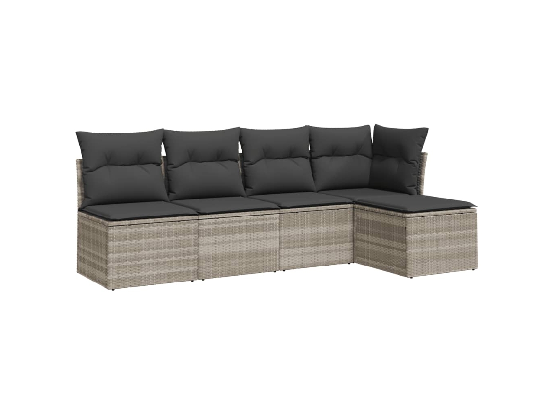 Conjunto de 5 Sofás Jardim com Almofadões Vime Pe Cinzento Claro MAISON EXCLUSIVE (5 pcs)