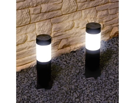 Lâmpada Solar Jardim C/ Estaca  Preto  Branco Quente  Estaca 18 Cm  Conjunto De 8 Unidades Rextech