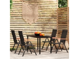 Vidaxl 5 Pcs Conjunto De Jantar Para Jardim Preto