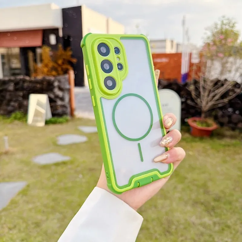 Capa Transparente Magnética Para Celular (green Galaxy S23 Ultra) Com Bloqueio De Cor E Estrutura À Prova De Choque.