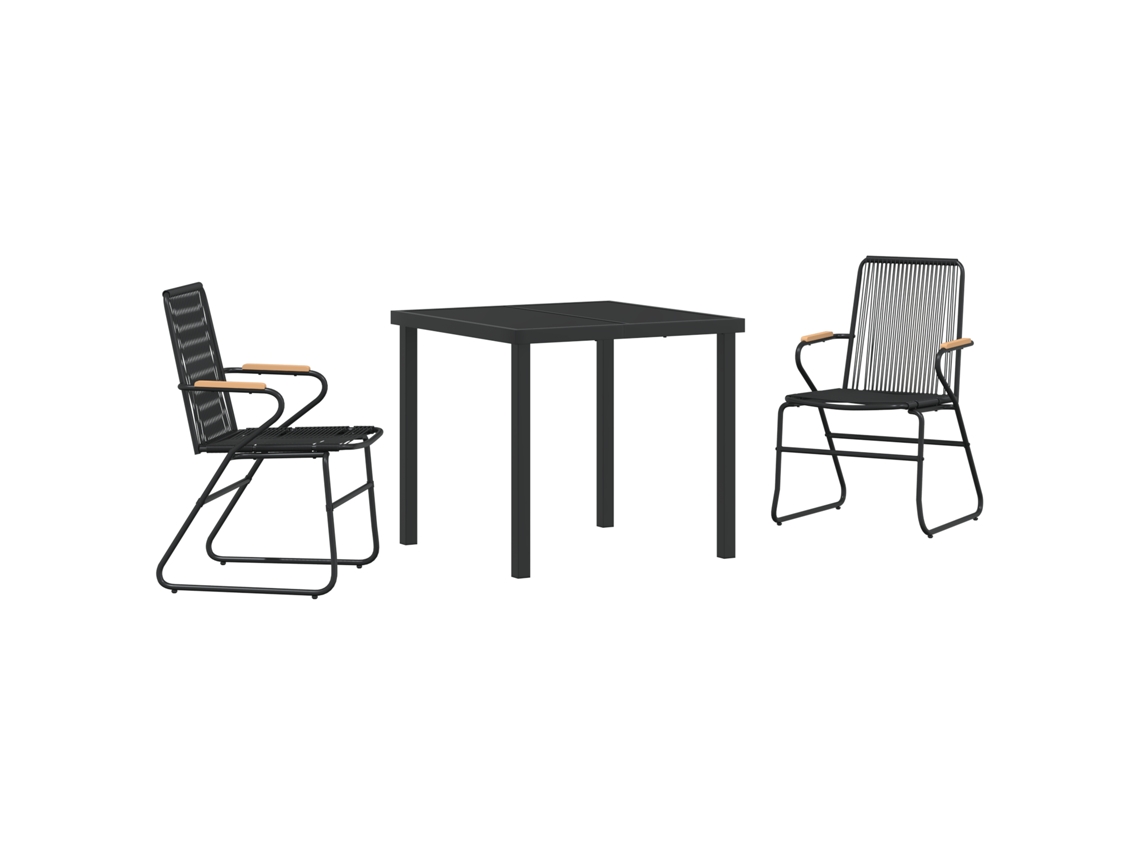 Conjunto 3 De Jantar De Jardim Vidaxl Preto Rattan Pvc