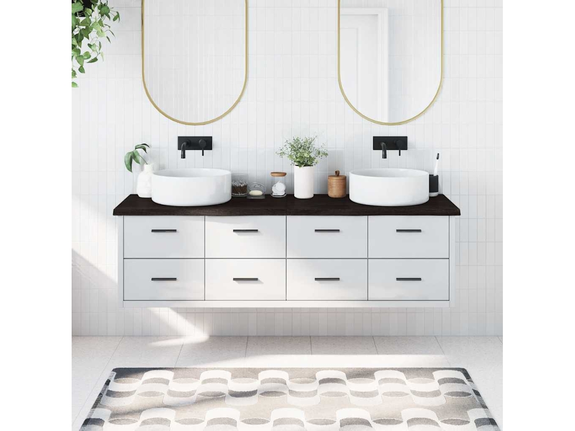 Vidaxl Bancada P/ Wc 180x60x(2-4)cm Madeira Tratada Maciça Castanho
