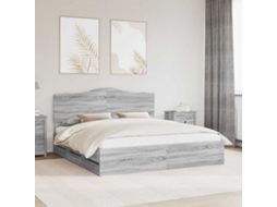 Vidaxl Estrutura Da Cama Com Gaveta Sonoma Cinzento 200 X 200 Cm