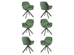 Conjunto de 6 Cadeiras de Jantar GOEURVANT Verde Floresta Veludo