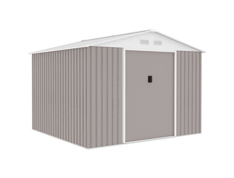 Abrigo De Jardim Em Metal 7,06 M² 277 X 255 X 202 Cm Mercure Kit De Ancoragem Incluído, 2 Portas Deslizantes Taupe Archer