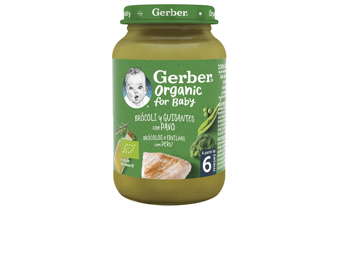 Puré GERBER Organic #Brócoli Y Guisantes Con Pavo 190 Gr 190 G