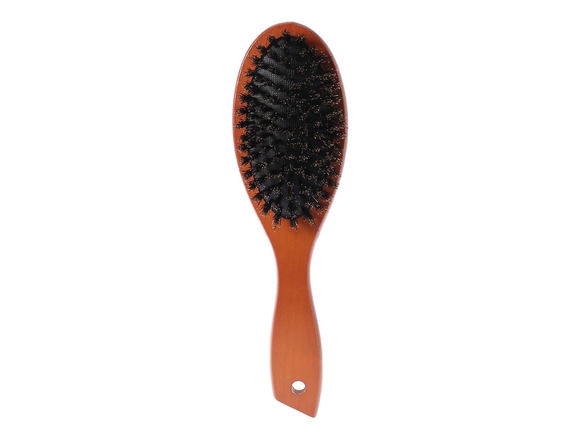 Escova De Cabelo Com Cerdas Antiestáticas E Cabo De Madeira Para Massagem E Cuidado Capilar.