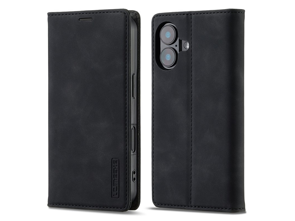 Capa Carteira Lc.imeeke Para Iphone 17 Em Couro Sintético - Preta