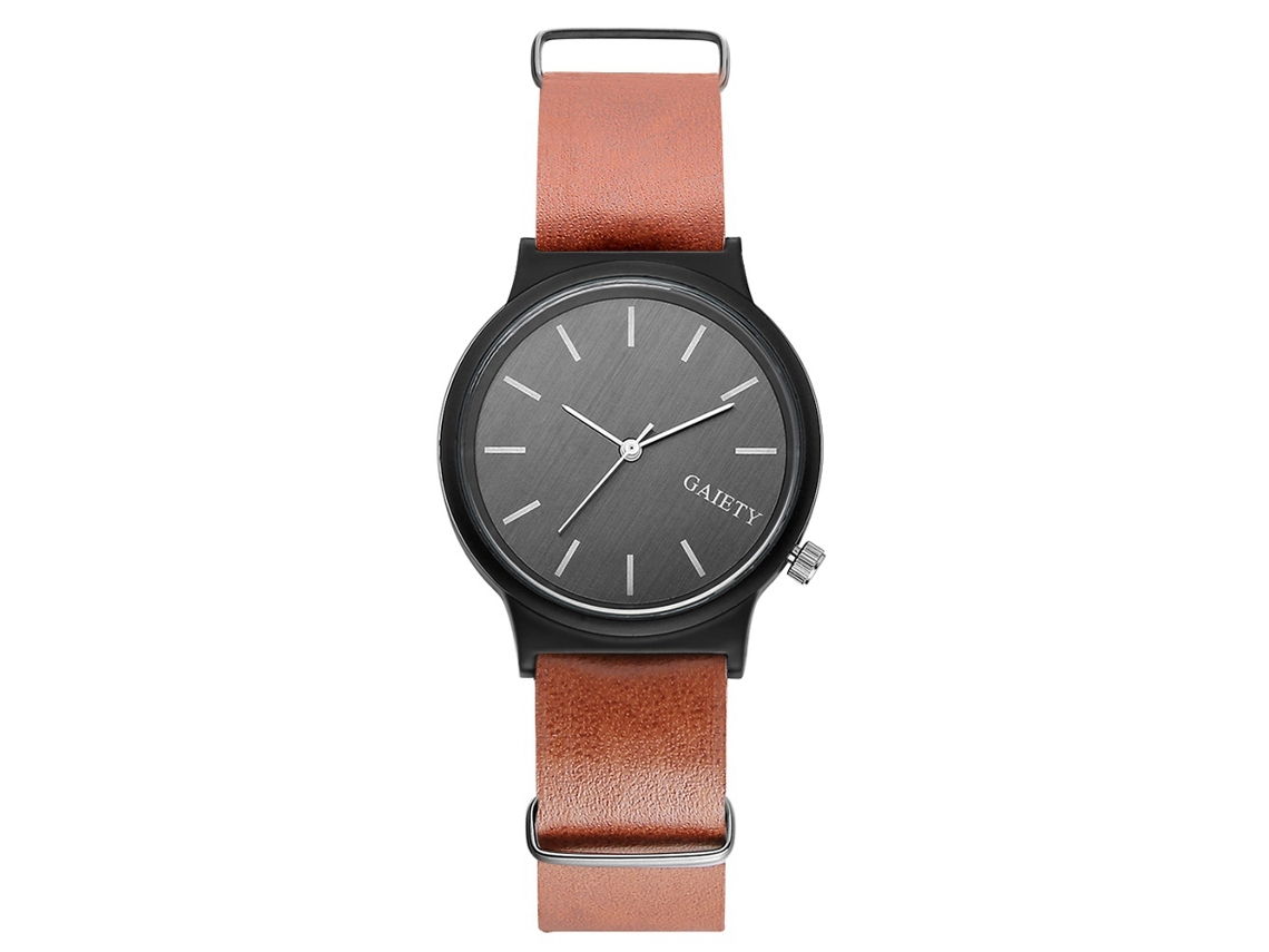 Reloj Hombre De Aleación Estilo Simple Dial Redondo Correa De Pu Cuarzo (marrón Claro)