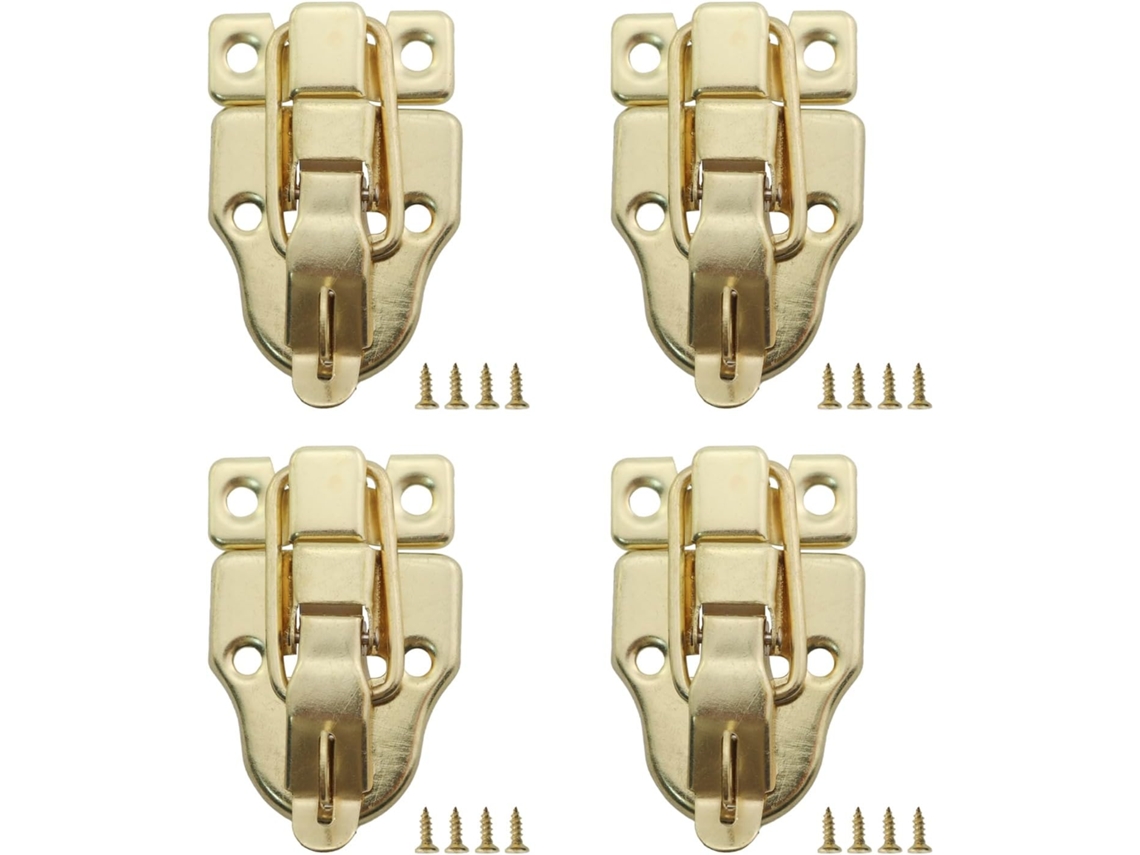Conjunto de 4 cadados dourados vintage, 62x40mm, com data inscrita.