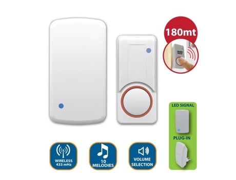 Campainha Campainha Sem Fio Kiny Alcance 180m 10 Melodias Energia Cinética Velamp