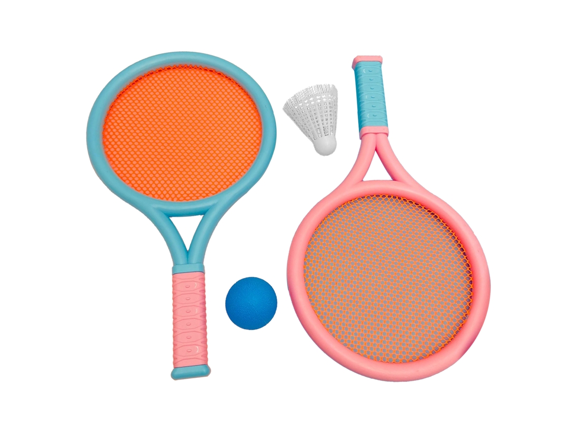 Conjunto De Raquetes De Badminton Para Crianças Anti-derrapante Durável Leve 2 Raquetes 2 Bolas Azul Rosa