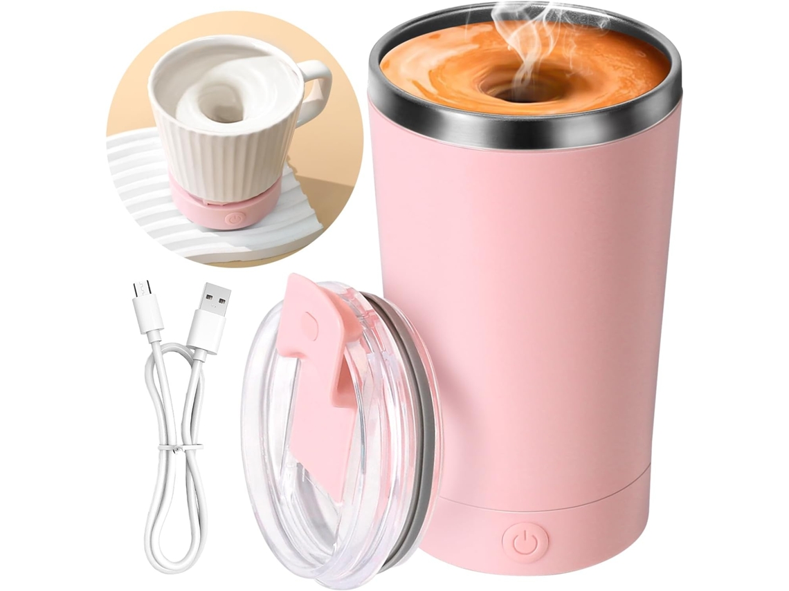 Espumador Elétrico de Leite AQUAFORGE, Portátil, Aço Inoxidável, Livre de Bpa, Rosa