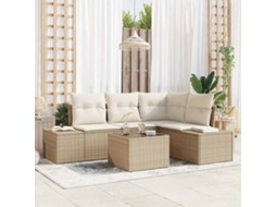 Vidaxl Conjunto De Sofá De Jardim Bege E Creme Vime Pe