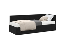 SYFAX™ Estrutura de Cama de Canto com Colchão 2 Pcs Preto Veludo