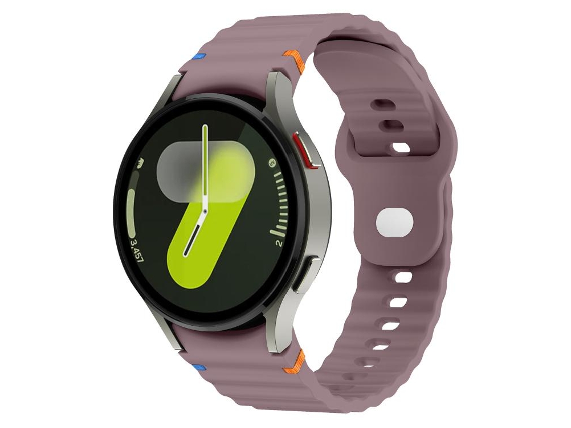 Bracelete Para Samsung Galaxy Watch 7 (40/44mm) - Silicone 20mm Com Costura Ondulada E Fivela Reversa - Roxo Fumê