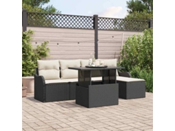 Vidaxl Conjunto De Assentos Para Exterior 6 Unid. Preto