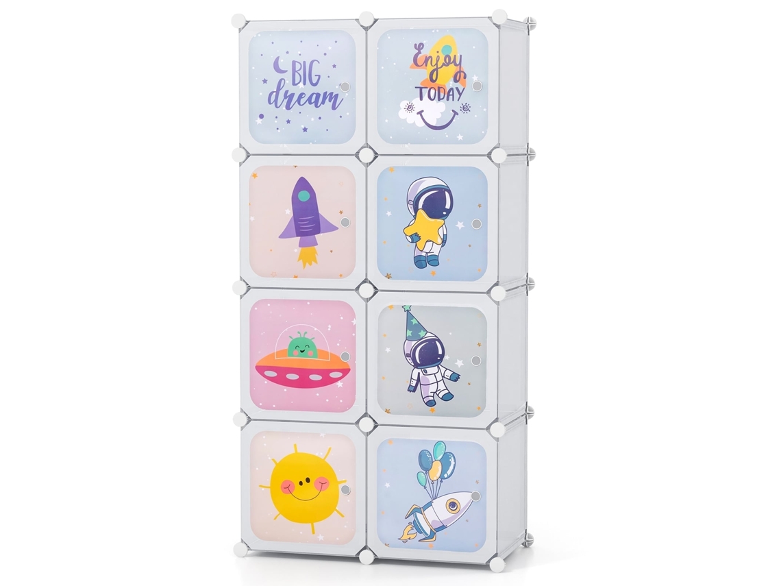 Organizador Infantil Branco com 8 Cubos Ajustáveis e Varão para Roupas NORTHIX