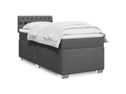 Cama com molas/colchão 90x190 cm tecido cinza-escuro