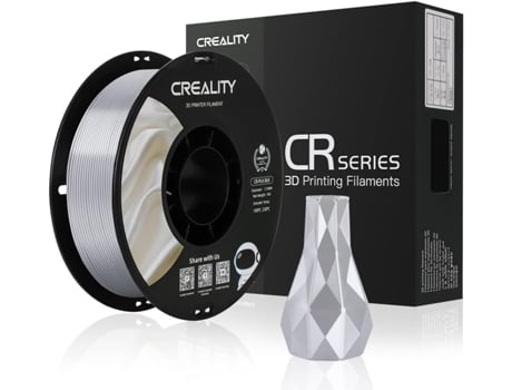 Creality Cr-silk Pla Prata Filamento 1,75 Mm Prata 1 Kg Textura Sedosa E Brilhante Toque Suave E Delicado /- 0,02 Mm Compatível Com Impressora 3d