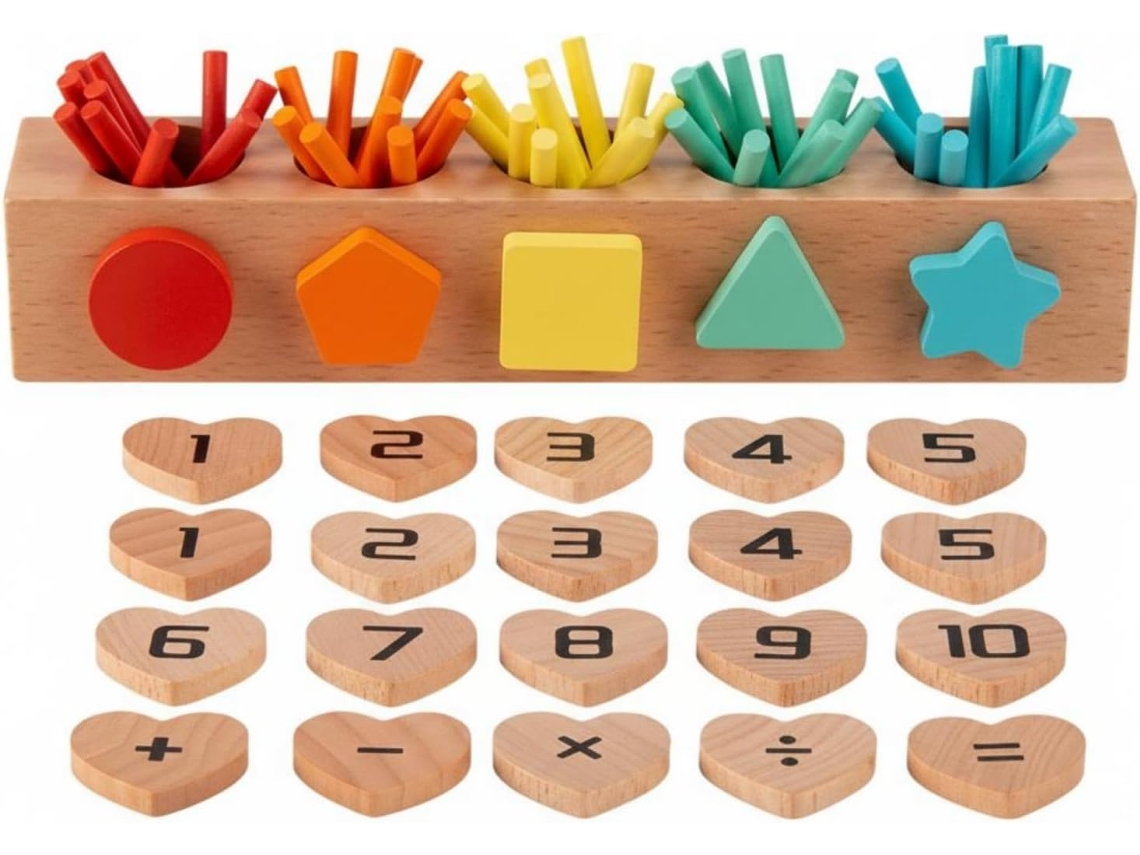 Brinquedo Educativo De Classificação Cognitiva Com Números, Formas E