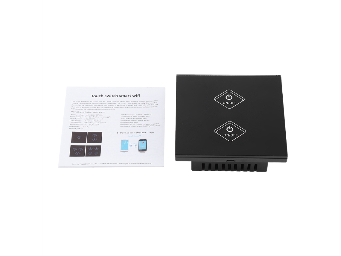 Um Interruptor De Toque De Dois Botões Com Wifi Inteligente, Compatível Com Alexa E Google Home, Suporta Controle Por Toque.