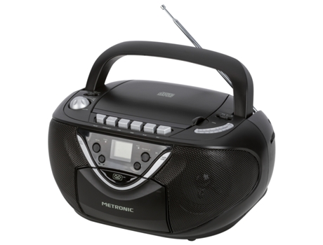 Rádio Boombox CD/MP3/K7 METRONIC 477131 Preto — Digital