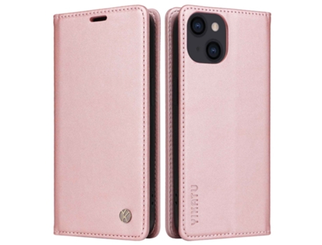 Capa Para Iphone 14 Yikatu Pele Sintética Anti-choque Magnética Rosa
