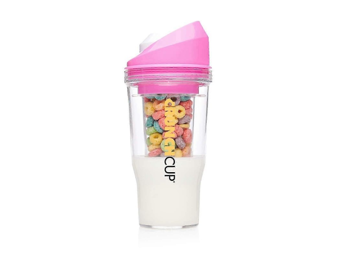 Nova Line copo Portátil de Cereal Plástico com Leite, Sem Colher Ou Tigela, Amarelo Limão e Vermelho Melancia