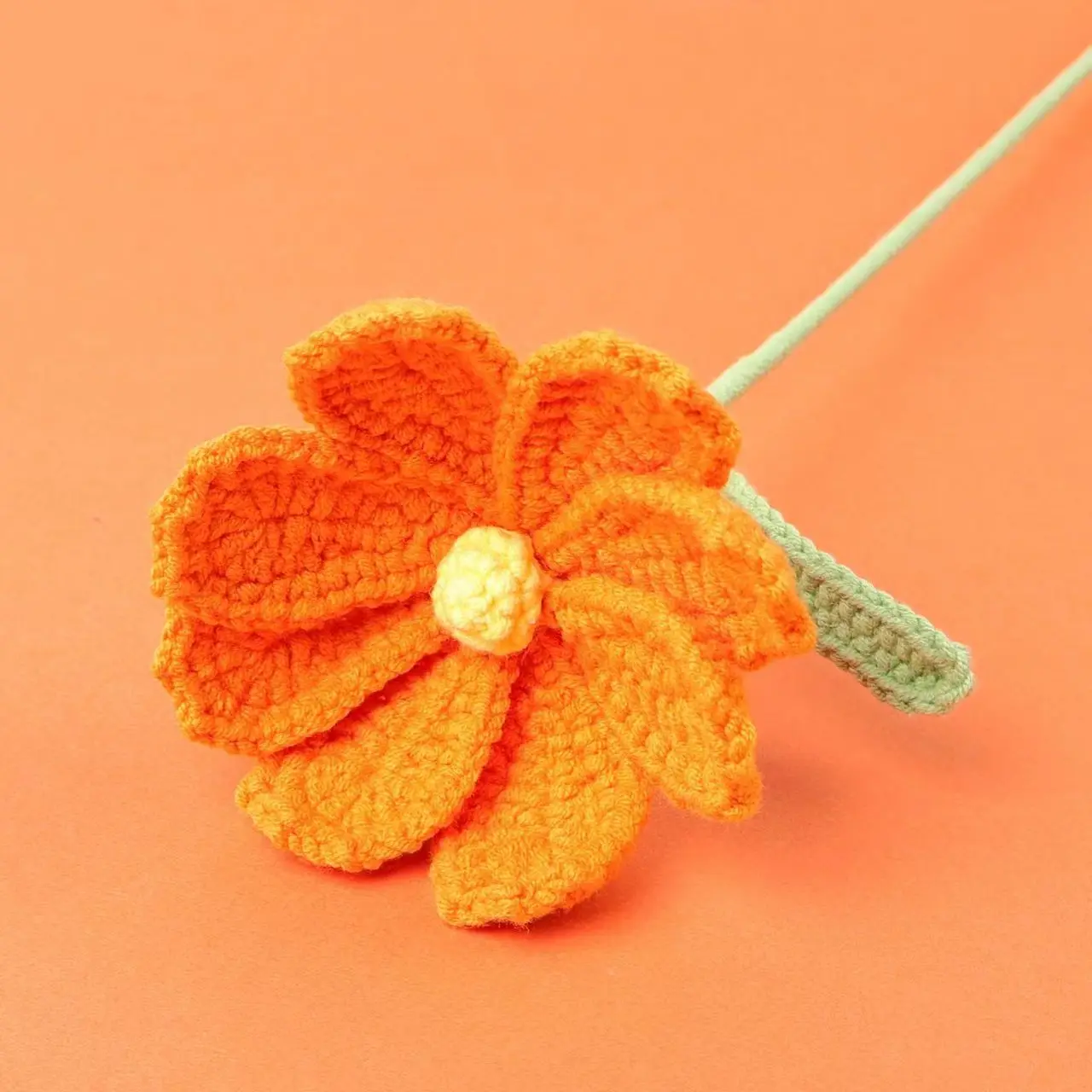 (1 Tulipa Laranja) Buquê De Tulipas De Crochê, Faça Você Mesmo, Buquê De Tulipas Tricotado, O Presente Perfeito