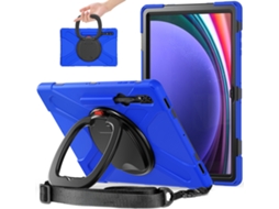 Capa para Samsung Tab S9 FE Plus XIAOMOYU com suporte giratório, compartimento para Caneta e alça de ombro, Azul