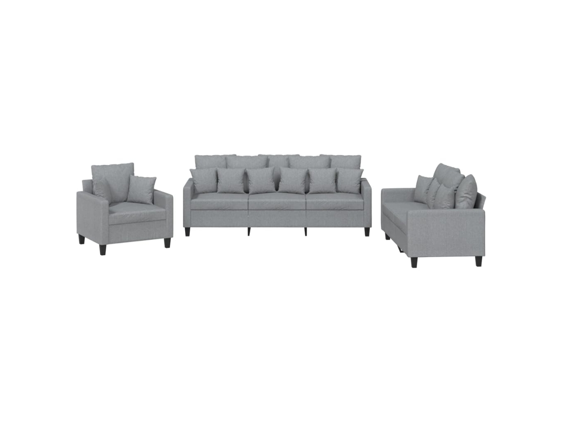 Conjunto De Sofás Vidaxl Cinzeto Tecido (78 X 77 X 80 Cm)