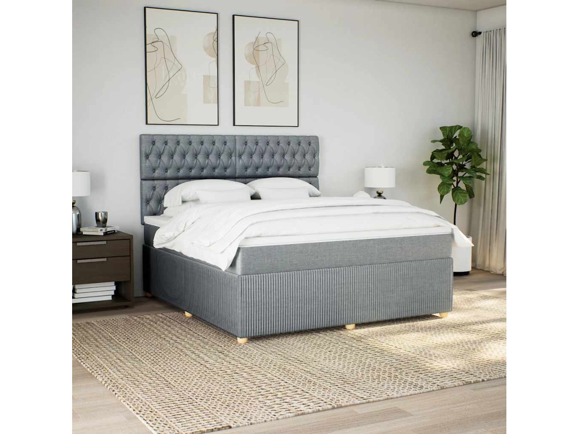 Vidaxl Cama Com Molas/colchão 180x200 Cm Tecido Cinzento-claro