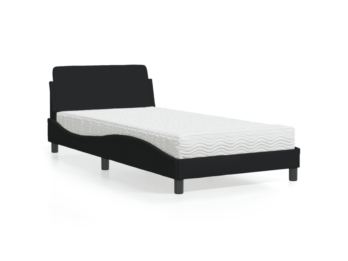 Cama Com Colchão 100x200 Cm Tecido Preto