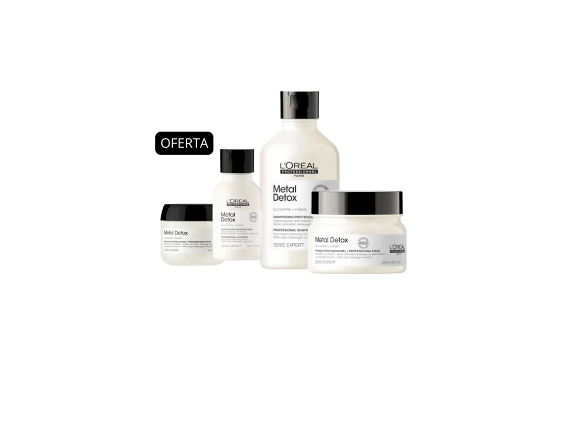 Pack7 Duo Metal Detox Shampo 300ml Máscara 250ml 2 Travel Size Loreal